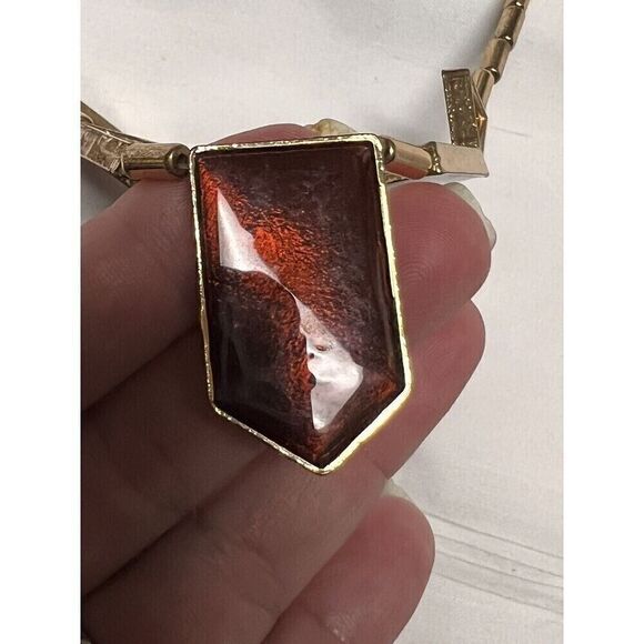 019-004‎ Rust Colored Bib Statement Necklace Gold Fashion Jewelry 0008 - Picture 4 of 6